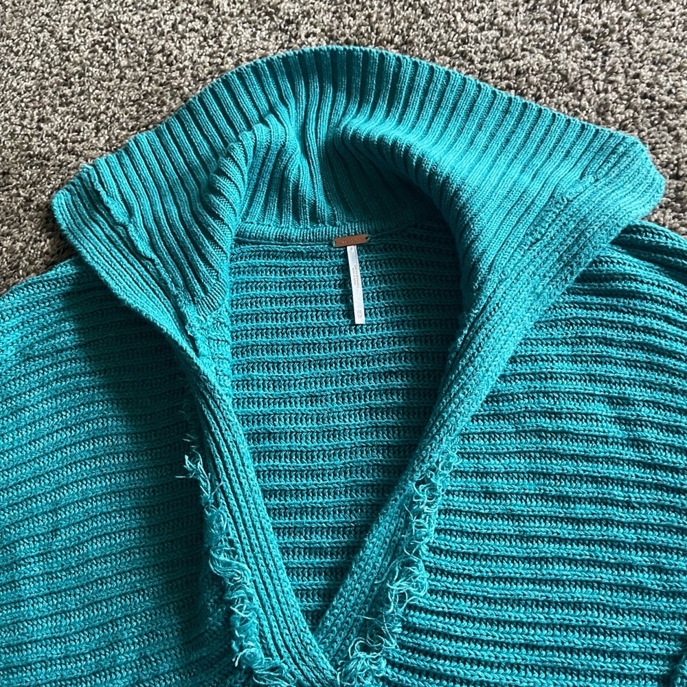 Free People Blue Cowl Neck Sweater